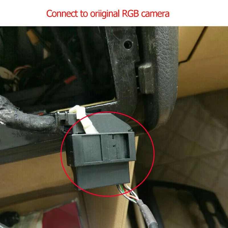 RGB į (RCA) AV CVBS signalo keitiklio dekoderio dėžutės adapteris gamyklinei galinio vaizdo kamerai Tiguan Golf 6 Passat CC