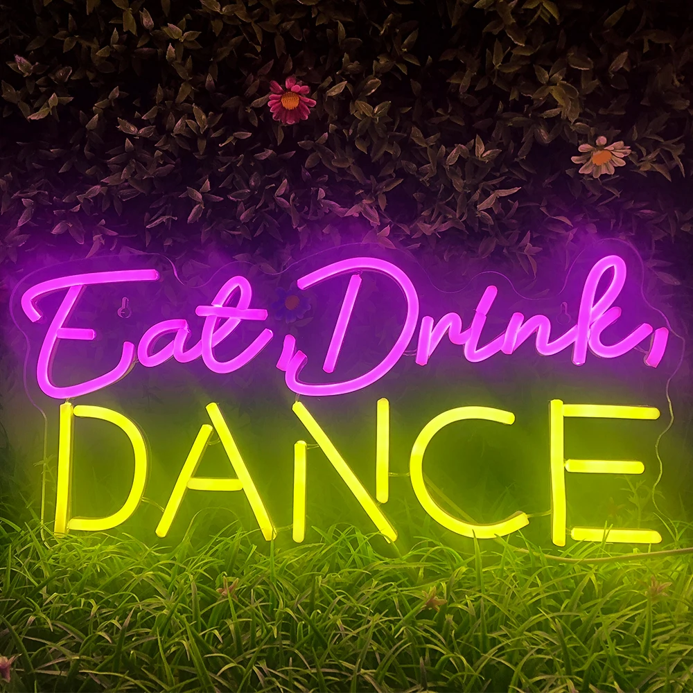 Valgyk gėrimą Šokių vakarėlis vedė neoninį ženklą USB vestuvių sužadėtuvės Estetinis gimtadienio vakarėlis Šokiai Neoninis ženklas Sienų dekoro įžiebimas LED