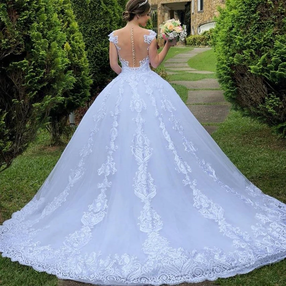 Vinca Sunny Elegant White/Ivory Ball Gown Long Wedding Dresses 2023 Suknelės be rankovių Princesės Tiulio vestuvinės suknelės