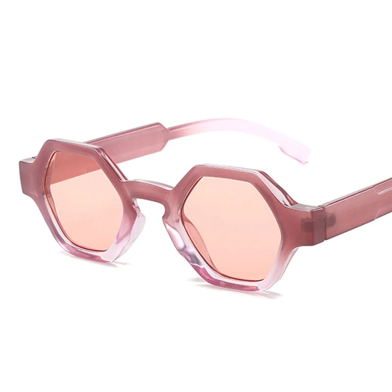 Vintage Polygon akiniai nuo saulės Moterų tendencijos kvadratas Skaidrus mažas rėmelis Akiniai nuo saulės Ladies UV400 Gafas De Sol