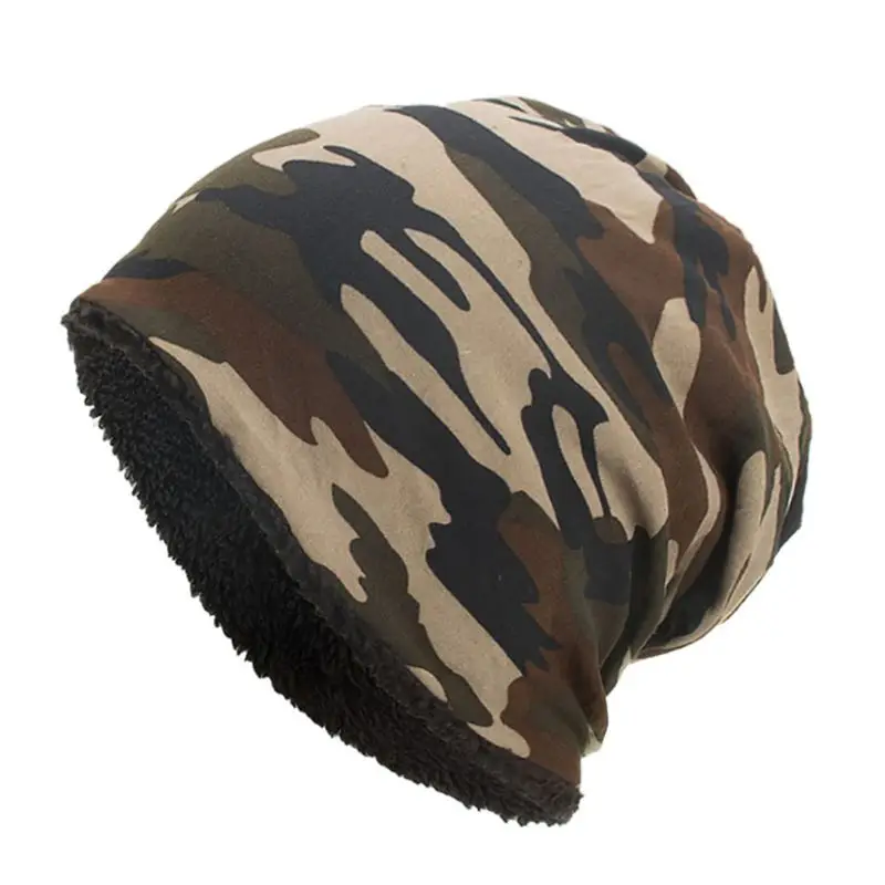 Winter Warm Hat for Women Men Casual Thermal Fleece Lined Camouflage Print Hip-Hop Slouchy Baggy Skullies Cap Dropship