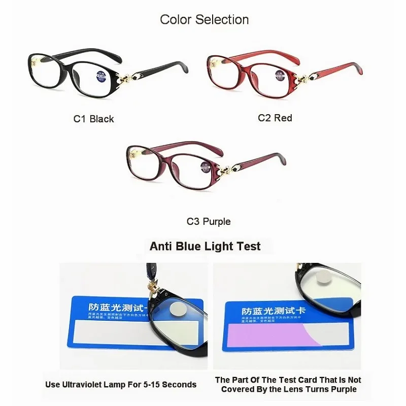 Women Fox Anti-Blue Skaitymo akiniai Ladies Fashion Presbyopic Eyeglasses Computer Prescription Eyewear +1.0~+4.0