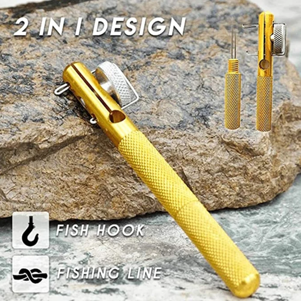 1 Pc rankinis žvejybos kabliuko mezgimo įrankis Dvigubos paskirties aliuminio lydinio kabliukai Atjungimo valiklis Žvejybos priedai
