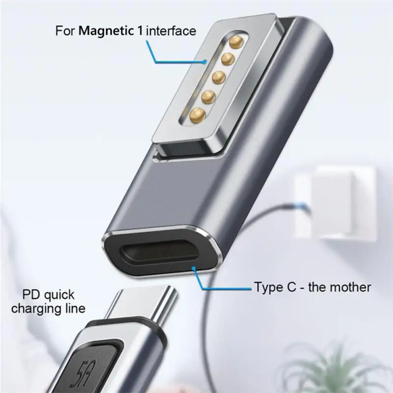 1 ~ 7PCS C tipo / DC5521 magnetinis USB PD adapteris, skirtas Magsafe1 / Magsafe2 MacBook Air / USB C moteriškas greito įkrovimo kištukas