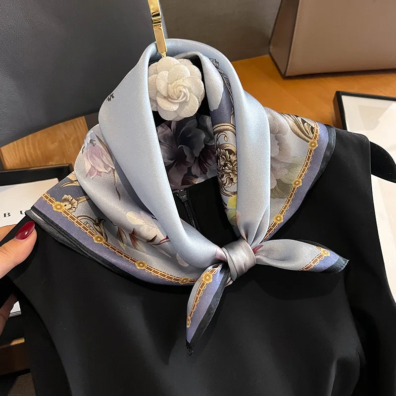 100% natūralus tikro šilko šalikas moterims spausdinti kaklo plaukų juosta skara galvos juosta Nauja Bandana kvadratiniai šalikai Apvynioti Mulberry Luxury Hijab 2023