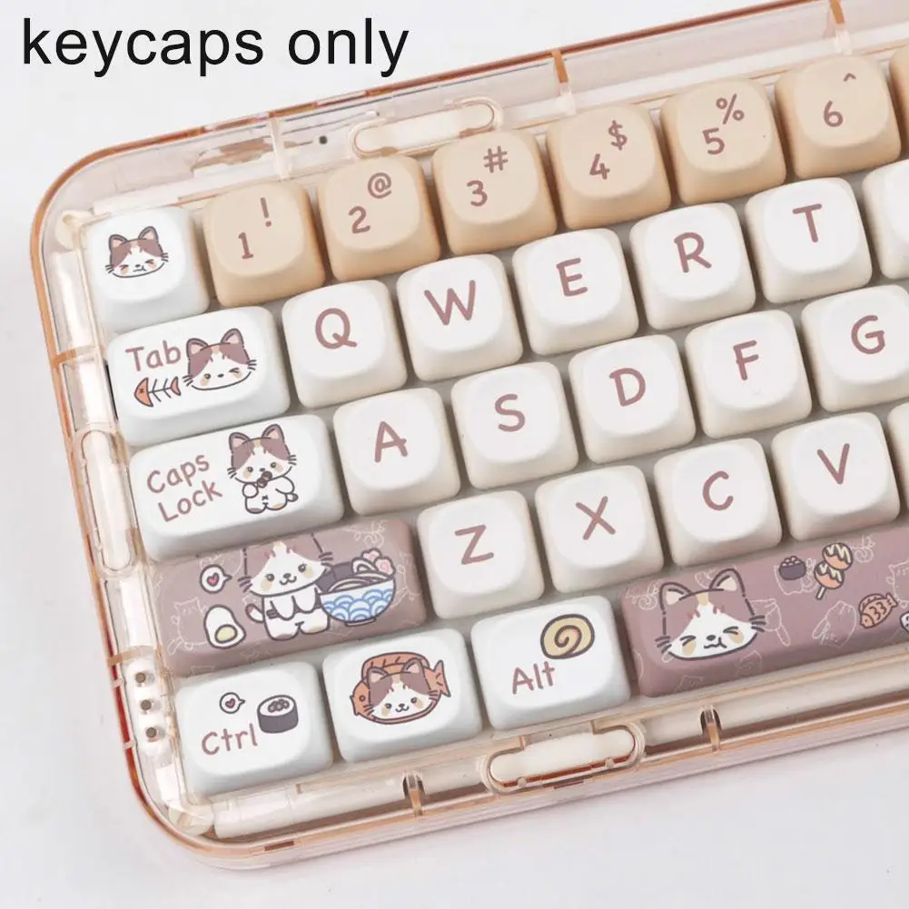 142 Keys MOA Profile Keycap ISO MAC Cute Cat Square DYE-SUB Custom DIY mechaninė klaviatūra PBT Keycap žaidimų priedai