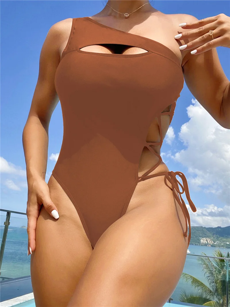 2023 Sexy Hollow Swimsuit Beach One Piece Maudymosi kostiumėliai Moterys Mujer Trikini Maio Biquini Maillot Femme Badpak Monokini Stroj