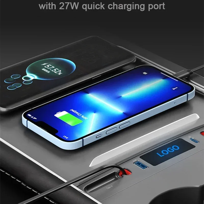 27W greitasis įkroviklis automobilio centrinis valdymas USB Shunt Hub išmanioji prijungimo stotis Tesla Model 3 / Y