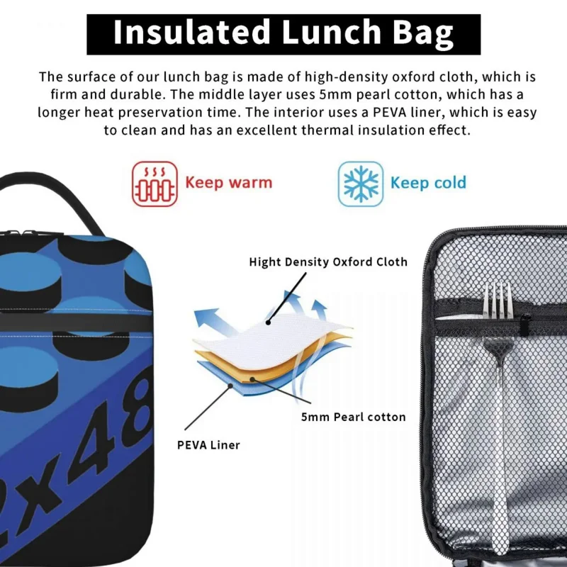 #2x48s minifigūrėlės ekrano lentynos logotipas Izoliuoti pietų maišai Didelis daugkartinio naudojimo aušintuvo krepšys Tote Pietų dėžutė Darbas Lauko maisto laikymo krepšys