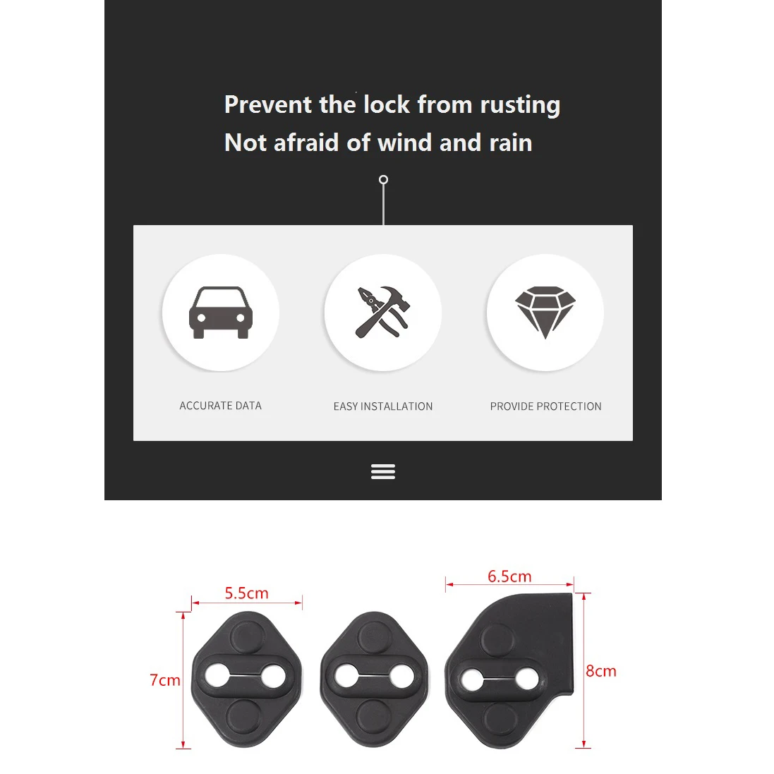 3Vnt skirtas Suzuki Jimny 2019 2020 m. automobilio durų spynos apsauginė dekoravimo danga Apdaila Lipdukų priedai, Juoda