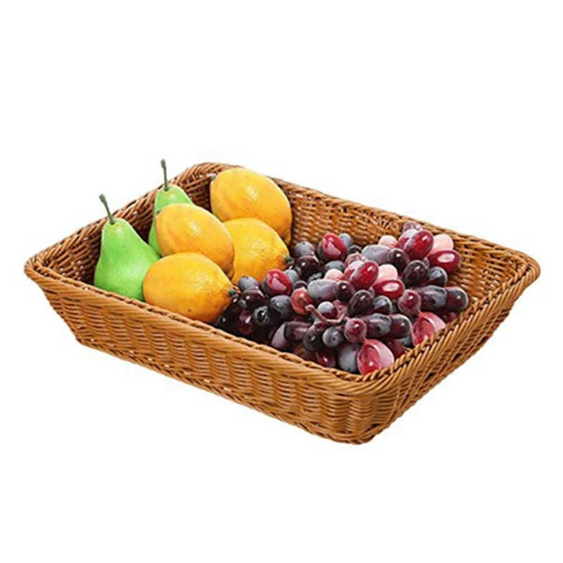 4 vnt Stačiakampis krepšys stalui ar prekystaliui duonai,vaisių ir daržovių pinti krepšiai turgeliams,kepykla