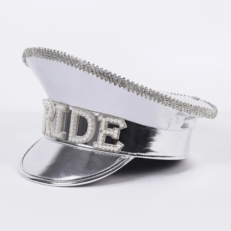 634C Fashion Woman Military Hat Wedding Masquerade Party Bride Captain Cap