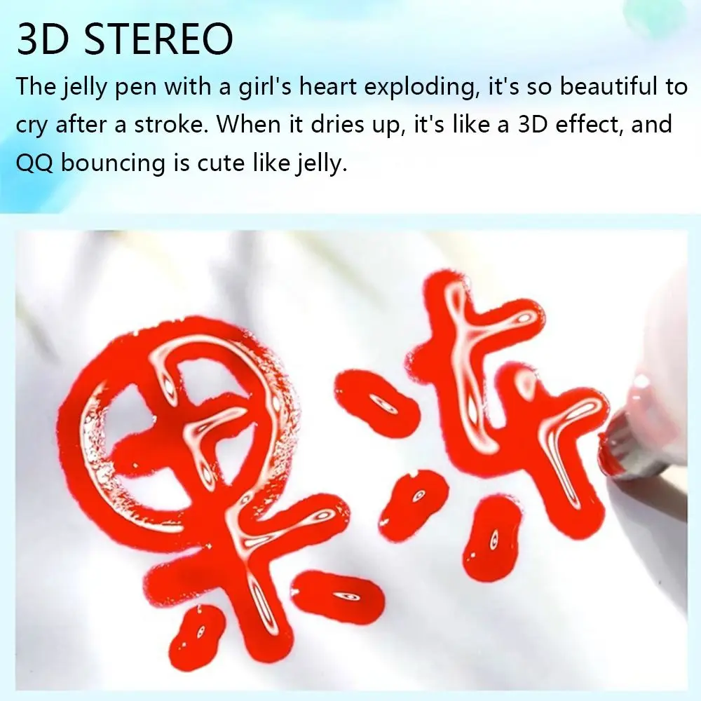 6PCS/Set Daugiaspalvis 3D stereo želė rašiklis 3D trimatis keraminis metalinis stiklas Ranka Apskaitos rašiklis Žymeklis Rašiklis Studentas