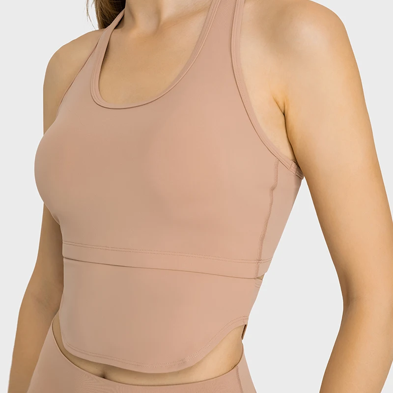 ASHLIMO Nauja lauko apranga Laisvalaikio moterų sportiniai apatiniai liemenėlės su krūtinės padu Mados prailgintas sūpynės aplink jogos tanką viršuje moteris