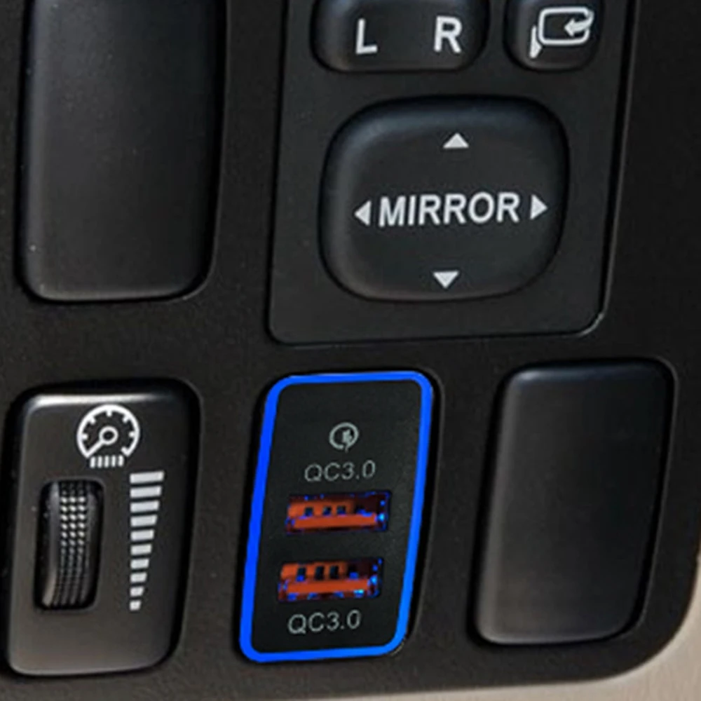 Automobilinis dvigubas USB 3.0 greitasis įkroviklis 12-24V automobilinis įkroviklis su LED aplinkos šviesa, tinkančia 
