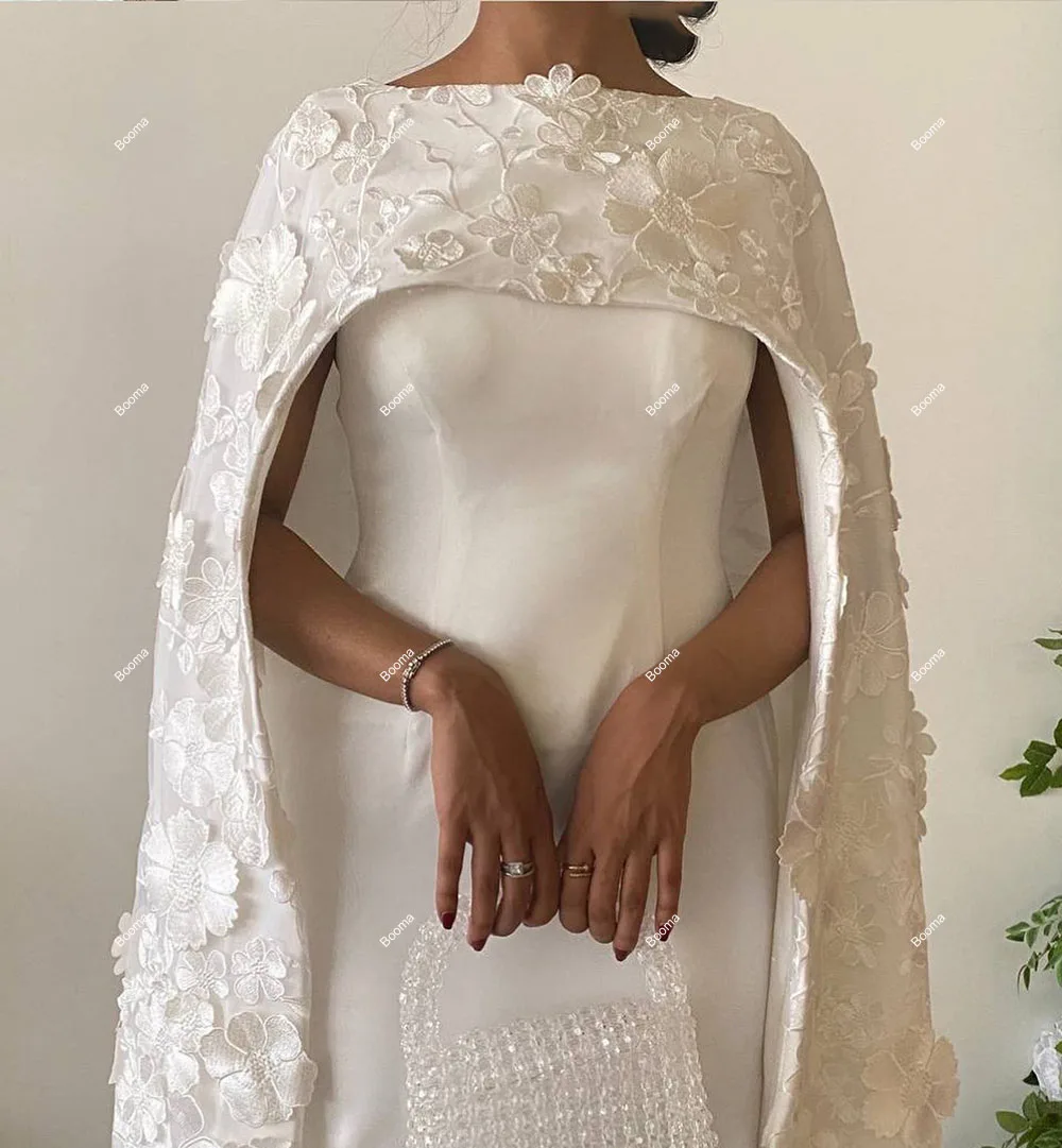 Booma Baltos elegantiškos vestuvinės suknelės Gėlės Nėrinių kyšulys Oficiali vakarinė suknelė moterims Kulkšnies ilgio prom chalatai Dubajus