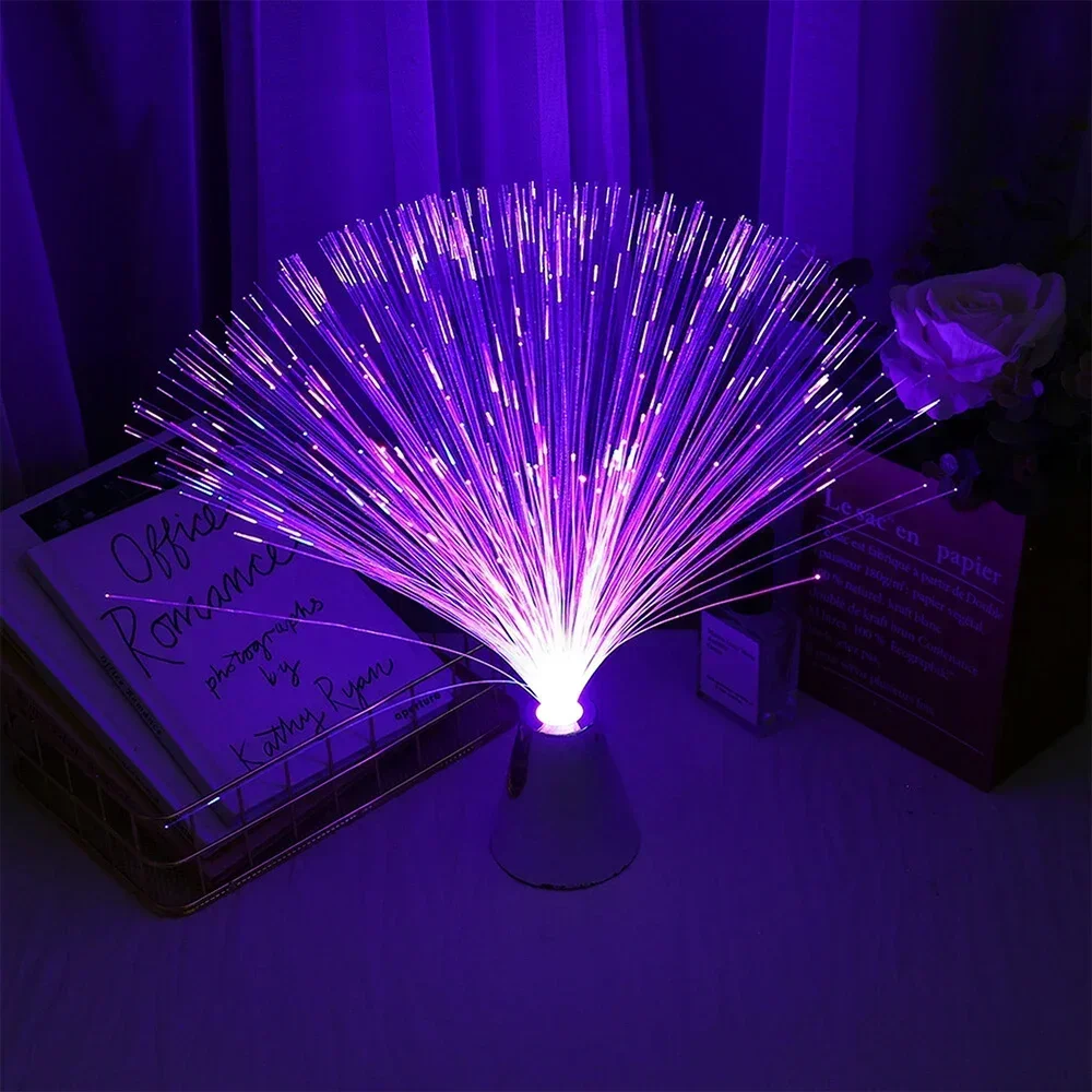 Daugiaspalvis keičiamas LED šviesolaidis Gėlių šviesos fontanas LED šviesolaidinis kištukas naktinėje šviesoje mirksi