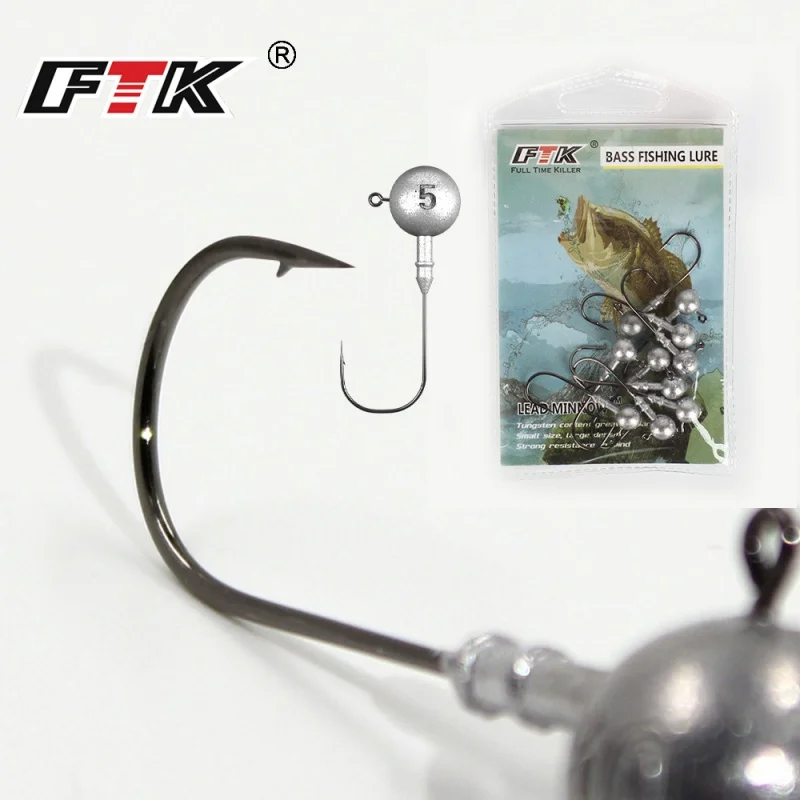 FTK Mustad Jig Hook Luer Hook Barbed 10PCs Anti-Hanging Low Barbed Hook Fishhook didmeninė prekyba