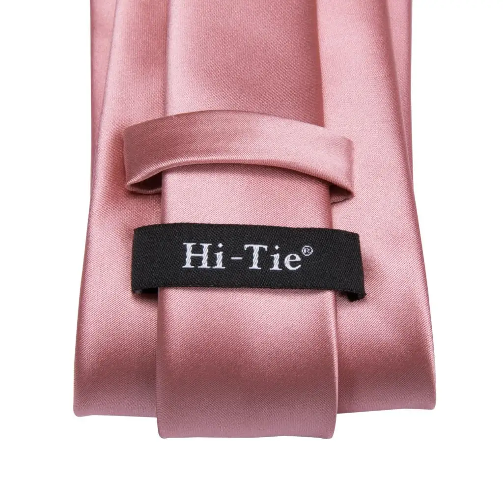 Hi-Tie Rose Gold Solid Designer Šilkinis vestuvinis kaklaraištis vyrams Kokybė Hanky Cufflink Fashion Nicktie Business Party dropshipping