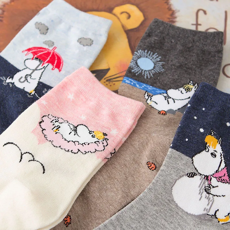 Japaneses Cartoon Lovely Hippo Sock Funny Literary Art Illustration Hippopotamus Animal Socks Unisex Christmas Gift moteriškos kojinės