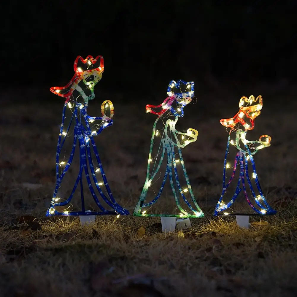 Lauko kalėdinis LED trys 3 karalių silueto motyvas Šviesos dekoravimo virvė Didmeninė prekyba dropshipping D2C5