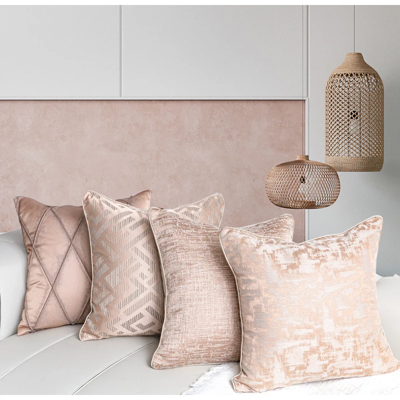 Medicci Namų šviesiai rožinės pagalvėlės užvalkalas Nešvarių mandarinų miltelių spalvos satino žakardo pagalvės dėklas Morden Luxury Department Chic Deco