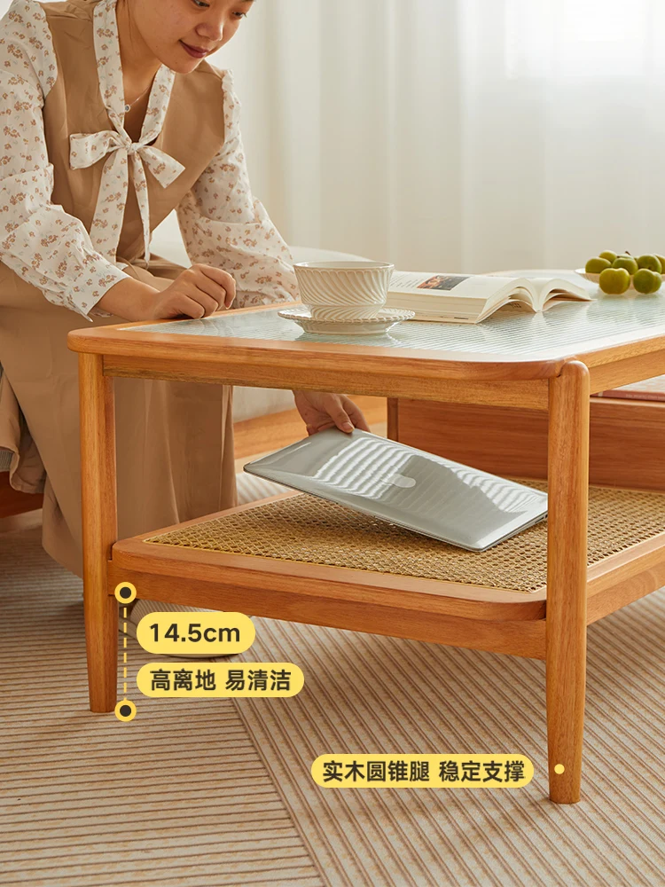 Medžio masyvo kavos staliukas, TV spintelės derinimo svetainė, modernus ir minimalistinis stiklinis arbatos staliukas, vyšninio medžio arbatos staliukas