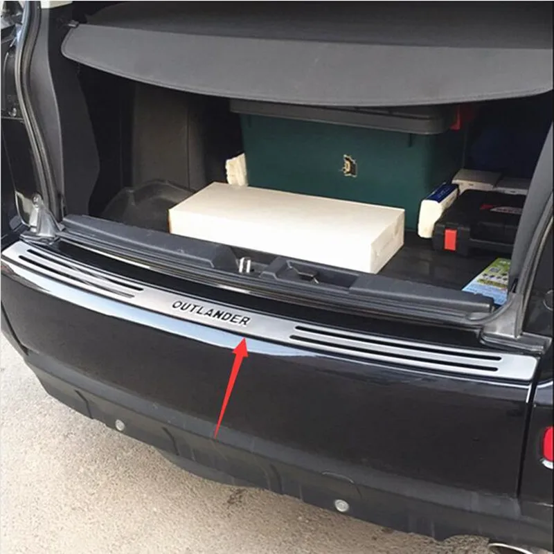 Mitsubishi Outlander 2013-2019 nerūdijančio plieno bagažinės slenksčio apsauginė plokštė, apsauganti nuo įbrėžimų, automobilių priedai