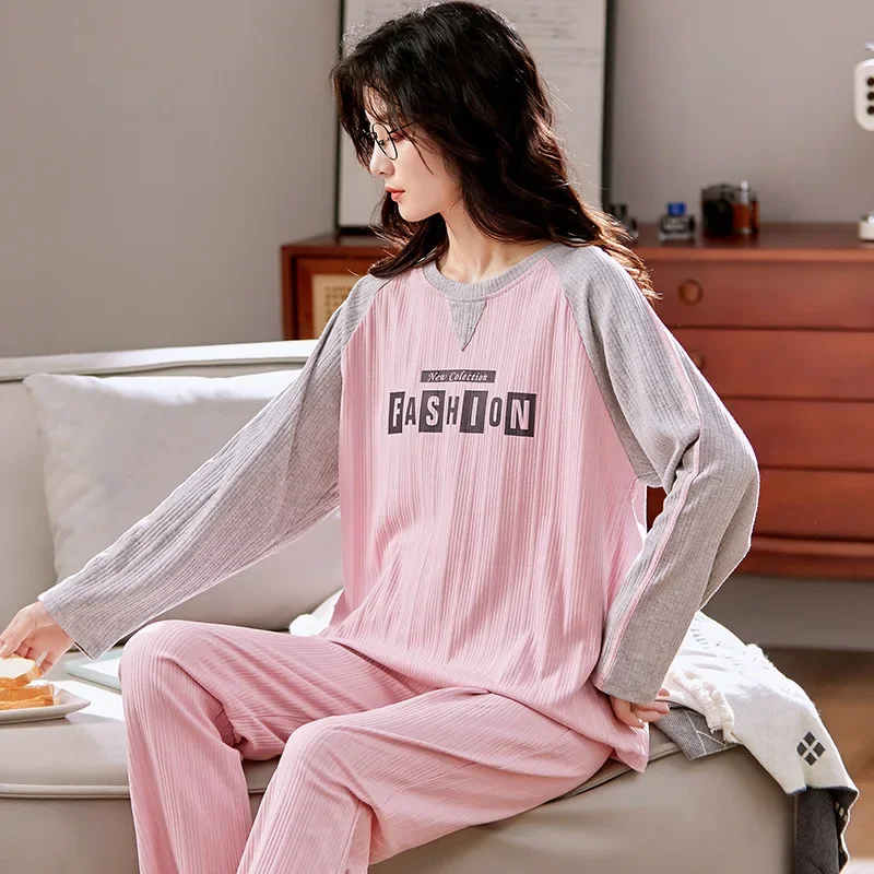 Moteriškų pižamų komplektas 100% medvilnės moteriškos pižamos Moteriškos pižamos Animacinis filmas Pavasaris Rudens miego drabužiai ilgomis rankovėmis Namų apranga Poilsio drabužiai