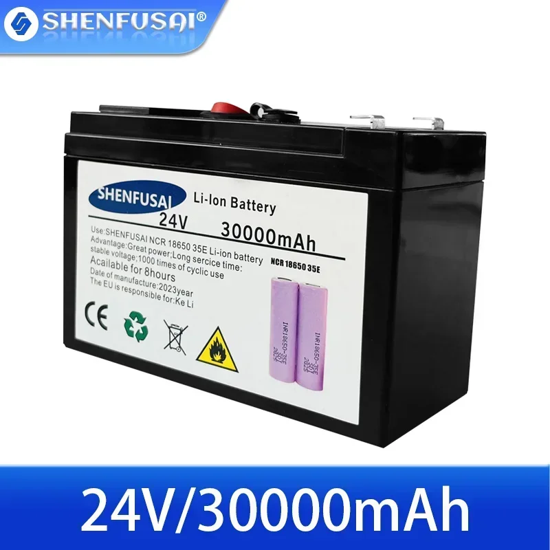 Nauja galia SHENFUSAI Li Ion 18650 6S5P USB baterija Elektromobilis Ličio baterijų paketas 24V 20Ah įmontuotas BMS 30A didelė srovė
