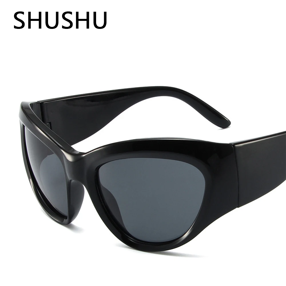 Naujos moterys Vyrai Sportas Sidabriniai futuristiniai akiniai nuo saulės Moteriški akiniai be apvadų Oversized Punk Y2K akiniai nuo saulės Akiniai UV400