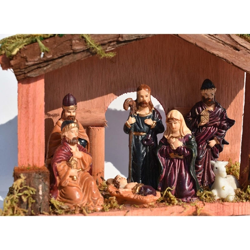 Religinio gimimo scenos rinkinys Dervos gimimo statula Kalėdų dekoro dropship