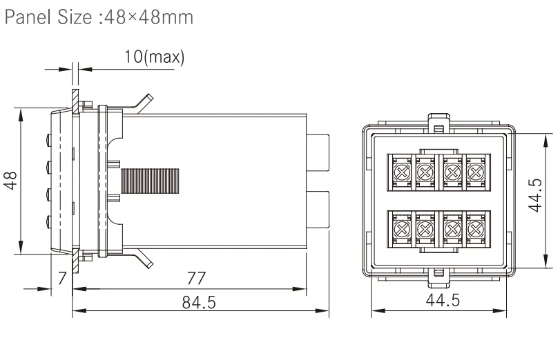 S3U48 skydelyje sumontuotas 3 fazių RS485 sąsajos skaitmeninis voltmetras