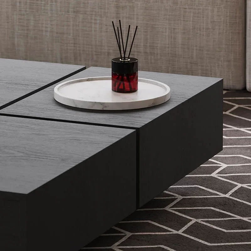 itališko stiliaus minimalistinis medžio masyvo arbatos stalas paprastas modernus svetainės dydis namo tipas šviesus prabangus buitinis kvadratinis stalas