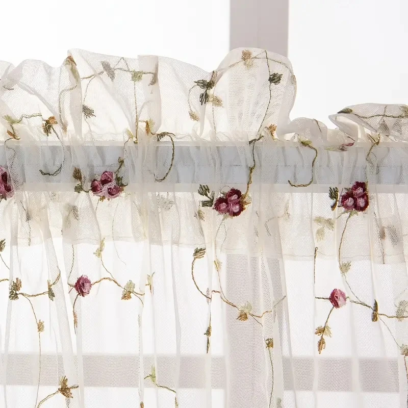 prancūzų pastoracinis 3D reljefinis gėlių tinklelis Marlės siuvinėjimas Sheer Tiulio užuolaidos miegamajam Svetainės įlankos langas Voile užuolaidos