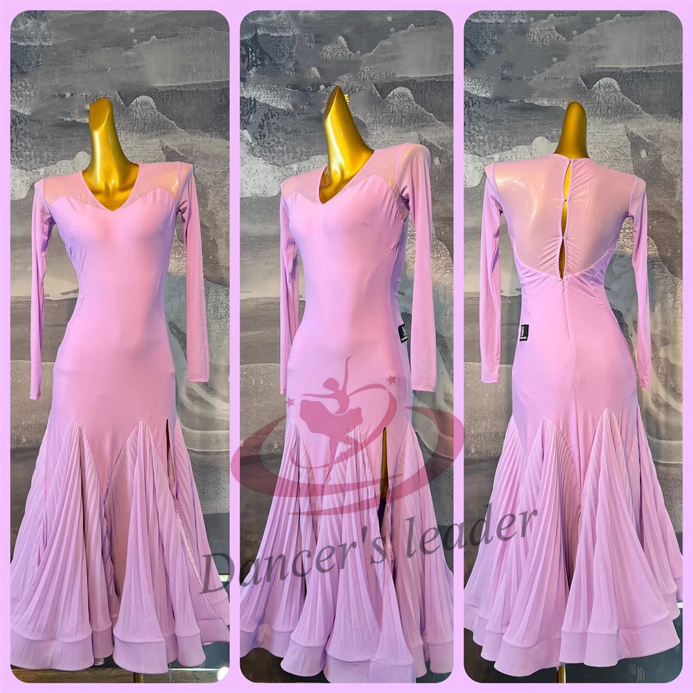 Šokių salė Modernus šokis Nacionalinis standartinis šokis Aukštos klasės pritaikytas rožinis plonas sijonas su sambos stiliaus suknele