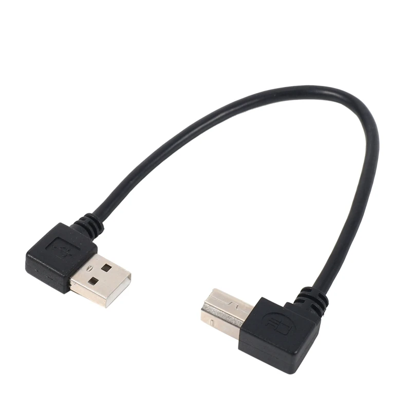 10X Kairysis kampuotas USB 2.0 Vyras į kairę Kampuotas B patinas 90 laipsnių spausdintuvo skaitytuvo kabelis 20Cm