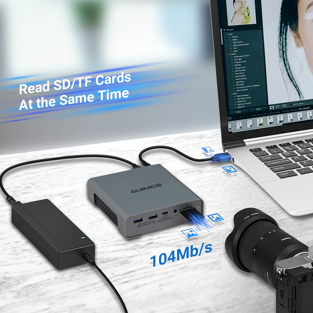 16-in-1 USB C prijungimo stotis Dual HDMI DP USB 3.0 3.2 SD/TF RJ45 Ethernet Audio PD for Mac iPad Laptop Three Channels 4K 60HZ