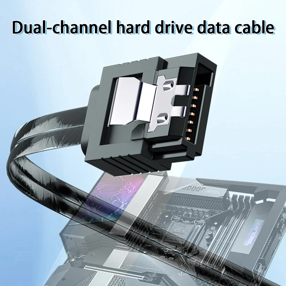 Alkūnė Juoda SATA 3.0 Kabeliai kairėn dešinėn aukštyn žemyn SATA 3.0 III Sata 3 6GB/s Duomenų kabelis SAS kabelis Dviejų kanalų kietasis diskas Duomenų kabelis