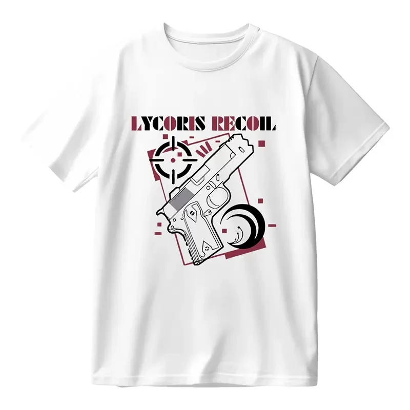 Anime Lycoris Recoil Nishikigi Chisato marškinėliai Šortai Cosplay kostiumas Vasaros vyrai Moterys Unisex Laisvi marškinėliai