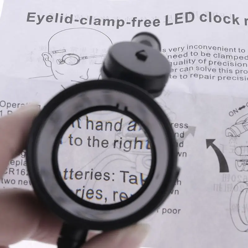 Ant galvos montuojami juvelyrai Stiklo LED lemputė Apšviesta akių lupa laikrodžių remontui Juvelyrinės monetos Amatų laikrodininkas