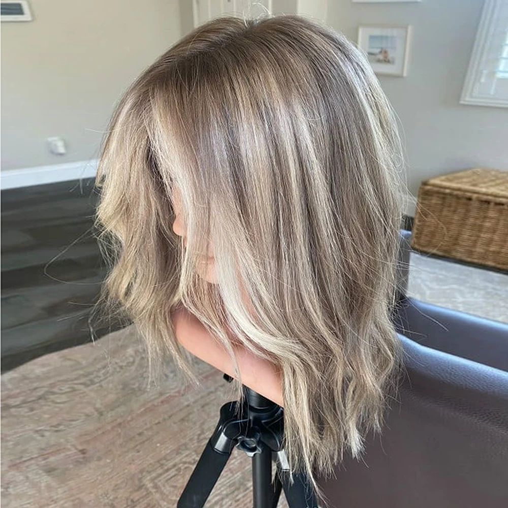 Blonde Baylage Highlights Remy Žmogaus plaukų nėrinių priekinis perukas HD 13x6 nėrinių priekinis perukas moterims Šiek tiek balinti mazgai Natūrali banga