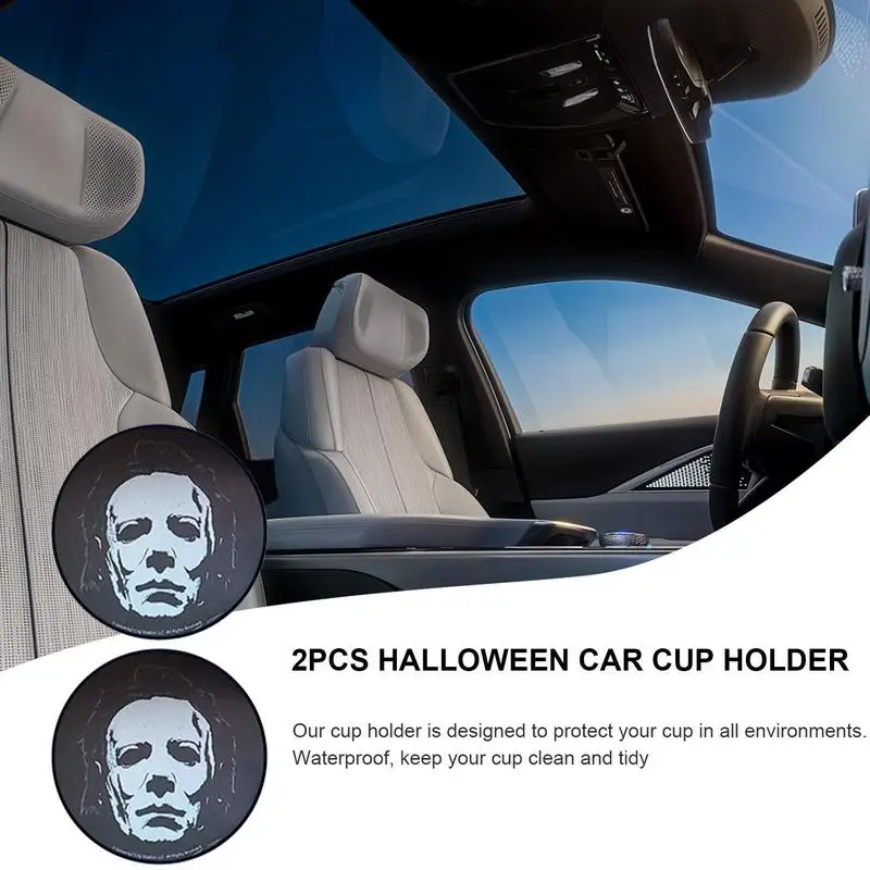 Cup Holder Coasters Halloween Cup Coaster Drink Coaster Horror Character Non-Slip Car Coasters Universal Halloween