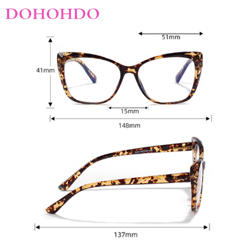 DOHOHDO 2024 Fashion Cat Eye Vyriški anti Blue Ray akiniai su skaidriais akiniais Rėmelis Antiradiacinis kompiuteris Moteriški akiniai