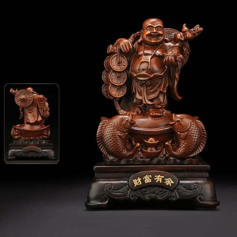 Derva Maitreya Budos dekoratyvinė statula,kinų didelis pilvas juokiasi Budos statula,Namų svetainė namukas laimingų amatų dovanos