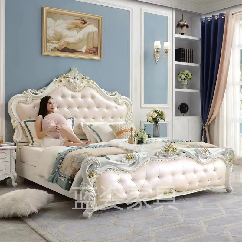 Europos vedybinė lova Prabangus karalienės dydis Moderni miegamojo lova Daugiafunkcinė Cama De Casal Luxuosa namų baldai