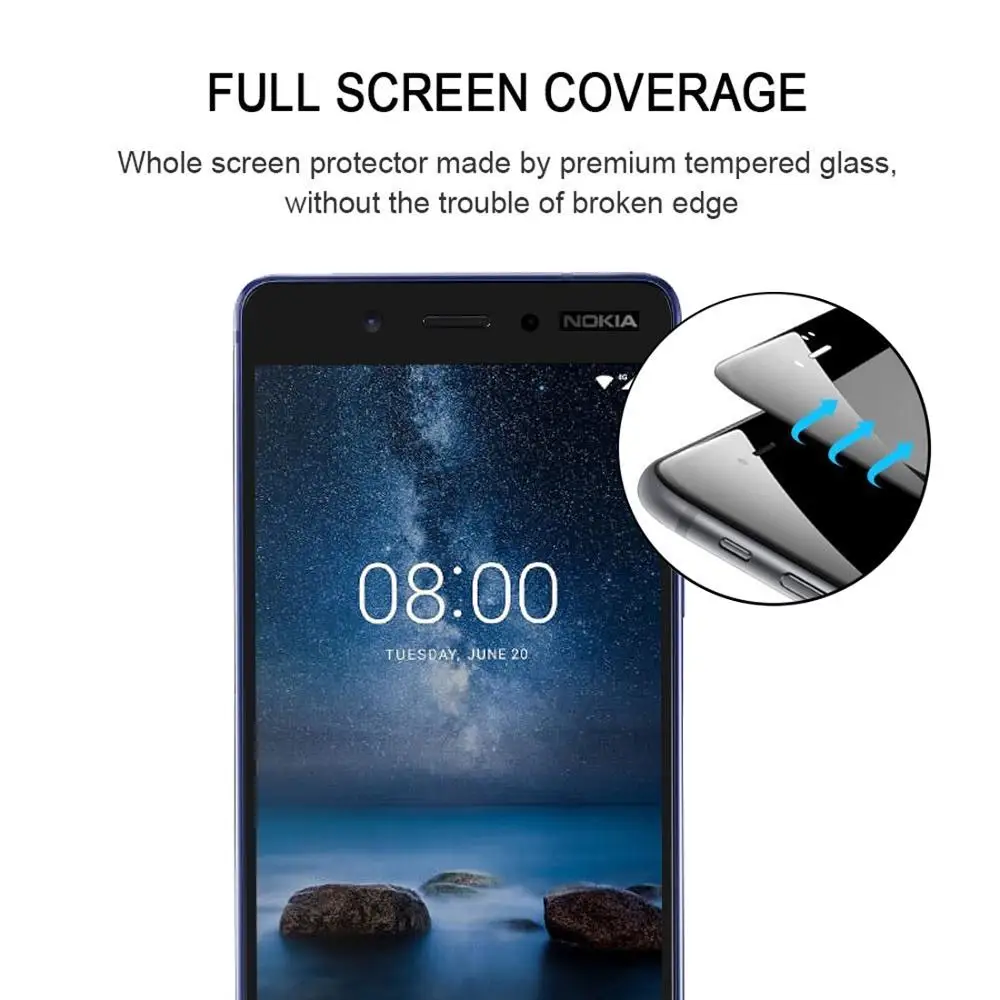 Full Glue Full Cover ekrano apsauga grūdinto stiklo plėvelė, skirta Nokia 5.1 Plus / X5
