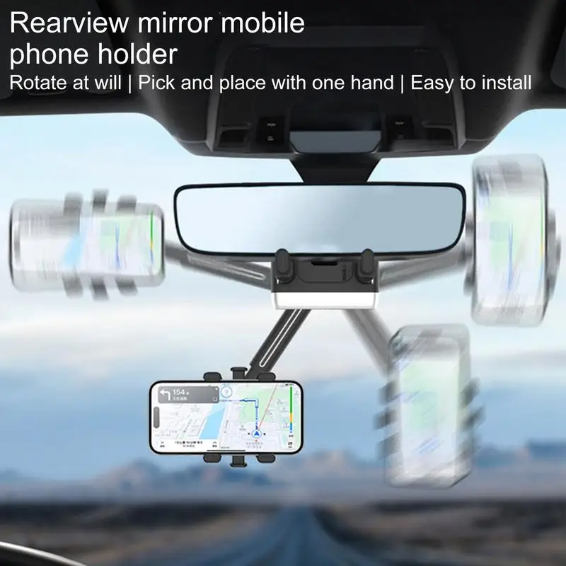 Galinio vaizdo veidrodis Telefono laikiklis Mobilusis telefonas Mount Car 360 Rotaable Universal Car Phone Holder Mount Mobile Phone GPS Holder Car Fit