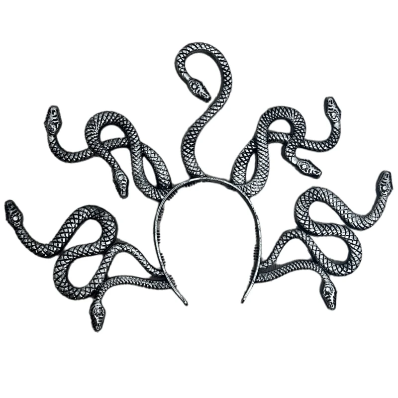 Halloween Medusas Gyvatės galvos juosta Medusas Cosplay kostiumas Galvos apdangalas Plaukų aksesuaras Derva Plaukų lankų rekvizitai
