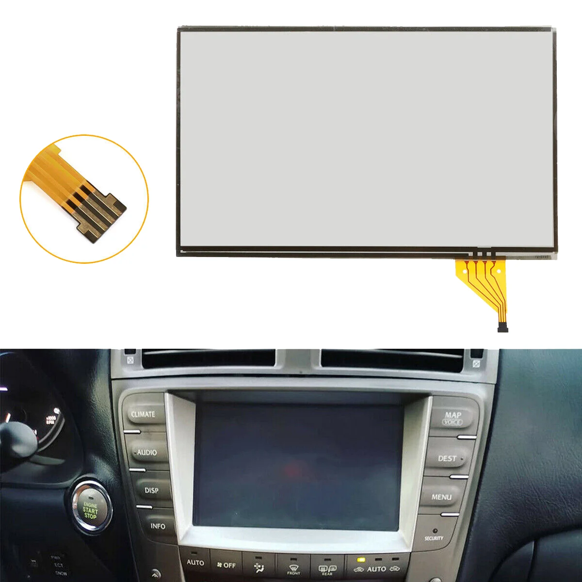 Jutiklinio ekrano stiklo skaitmeninimo priemonė 06-09 Lexus IS250 IS350 GS300 RX / Toyota Prius Nav GPS radijo LCD ekranas